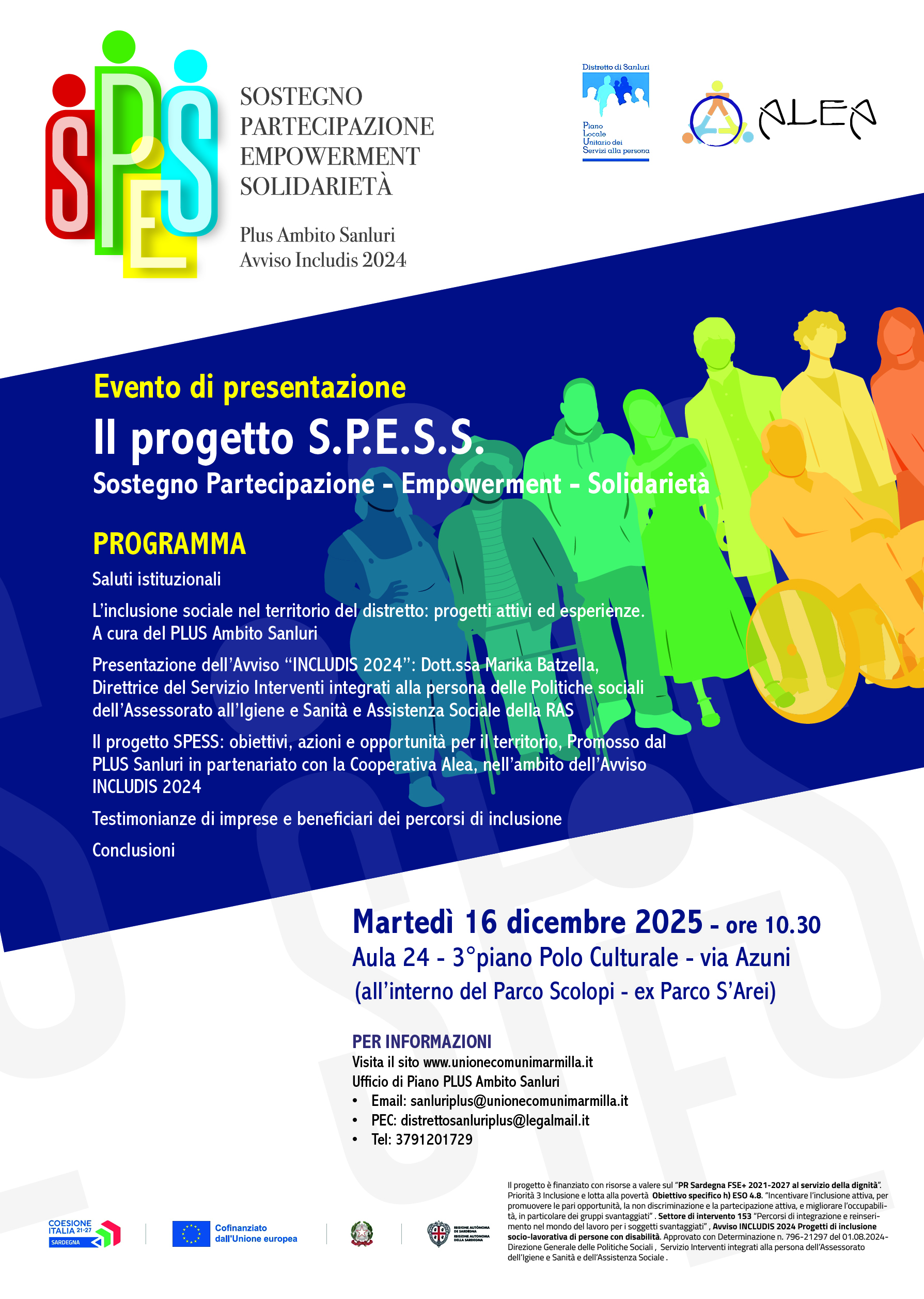 Locandina evento di presentazione SPESS - 16 dicembre